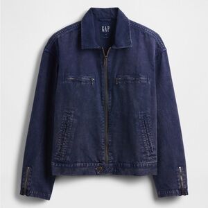 Gap - navy blue canvas moto jacket